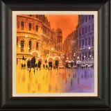 CITY CENTRE LIGHTS' a wet evening cityscape by Peter J. Rodgers, watercolour on paper, sold Nov 2019