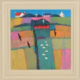 HILLTOP HOUSES' a colourful Scottish landscape by David Body, acrylic on canvas, sold Oct 2019