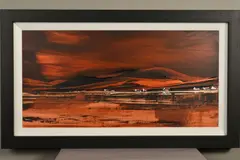 COPPER SUNSET' a copper Hued Landscape by Duncan Macgregor Dmac, acrylic on board, sold Oct 2019