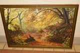 an autumnal woodland glade, sunlight breaking through the trees, signed by Gordon Smith, oil on canvas, sold Oct 2019