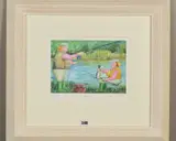 OLD TROUT' a limited edition artist proof print 19/20, two ladies fly fishing by Rebecca Lardner, print, sold Oct 2019