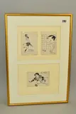 (in one frame), all drawn by H. Vaugh, Gil Hooley (rubberneck) - by Framed Black And White Sketches, drawing, sold Oct 2019