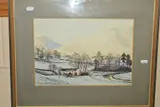 'VALE OF ST JOHN, SADDLEBACK IN BACKGROUND', a winter landscape set by J. Ingham Riley, watercolour on paper, sold Aug 2019