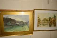 A PASTORAL LANDSCAPE WITH CATTLE GRAZING, signed bottom left, watercolour by Frank Gresley, 1923, watercolour on paper, sold Aug 2019
