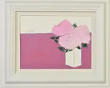 PINK AND WHITE 1' flowers in a vase by Claire Bibaud, oil on canvas, sold Jul 2019