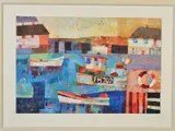 Brancaster harbour by Sally Anne Fitter, acrylic on board, sold Jul 2019