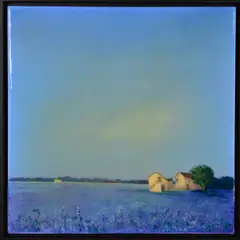 IN THE MORNING LIGHT IV' a blue toned landscape by Barry Hilton, acrylic on canvas, sold Jul 2019