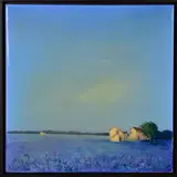 IN THE MORNING LIGHT IV' a blue toned landscape by Barry Hilton, acrylic on canvas, sold Jul 2019