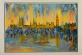 Westminster, houses of parliament by Annie Blanchet Rouze, mixed media on board, sold Jul 2019