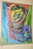 'My Mother Seeing Things', an abstract portrait, signed, titled and by June Redfern, 1985, oil on canvas, sold Jul 2019