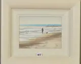 Walks on the beach by Simon Kenevan, pastel and watercolour on paper, sold Jul 2019