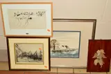 a sketch of boats and cottages in a harbour, faded, signature and title, by Tony Giles, watercolour, sold Jul 2019
