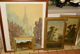 a Continental street scene of half timbered houses with a church to the background by Paul Braddon, watercolour, sold Jul 2019