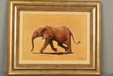 Elephant calf by Jonathan Sanders, oil on canvas, sold Jun 2019