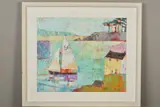A SUMMER MORNING SALE' an impressionist seascape with a sail boat by Sally Anne Fitter, oil on board, sold Jun 2019