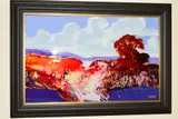 'Golden Landscape II', an abstract landscape, reverse painted oil on by Tim Dolby, oil, sold Jun 2019