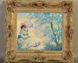 'The Letter', an impressionistic portrait of a young female figure by Jeanette Leuers, oil on board, sold Jun 2019