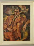 Portrait of a male figure wearing a suit by Fritz Kausek, oil on canvas, sold Jun 2019