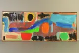 'Vermilion Pass', an abstract composition of bold blocks of colour, by Mali Morris R.a., 1979, acrylic on canvas, sold Jun 2019