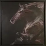 'Equus II', a large portrait of a Black Horse, signed verso, acrylic on by Huw Williams, acrylic on canvas, sold Jun 2019