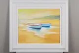 Seaside moorings by Josep Pla, oil on canvas, sold Jun 2019