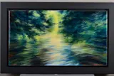 Afenia' an impressionist study of a river flowing between grassy banks by Nick Andrews, oil on canvas, sold Jun 2019
