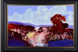 'Golden Landscape II', an abstract landscape, reverse painted oil on by Tim Dolby, oil, sold Jun 2019