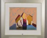 Neighbours II by Down Burns, oil on paper, sold Jun 2019