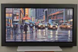 Street corner crossing, times square by David Farren, oil on canvas, sold Jun 2019