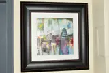 A vibrant abstract composition by John and Elli Milan, oil on board, sold Jun 2019