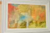 'Amarna', an abstract composition, signed and by Jan Richardson Baughman, mixed media on board, sold Jun 2019