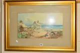 a coastal landscape featuring fishermens cottages and boats, by William Henry Pike, 1875, watercolour, sold Jun 2019