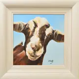 'Marty', a whimsical portrait of a Goat, signed bottom right, oil by Al Knight, oil on canvas, sold May 2019