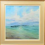 an impressionist seascape, signed bottom left, acrylic on canvas, by Tom Barron, acrylic on canvas, sold May 2019