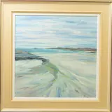 an impressionist coastal seascape, signed bottom right, oil on by Tom Barron, oil on canvas, sold May 2019