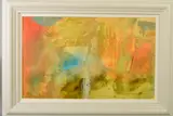 'Amarna', an abstract composition, signed and by Jan Richardson Baughman, mixed media on board, sold May 2019