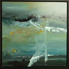 'Unpredictable Field ', an abstract expressionist work, signed and dated by Hugo Frones, oil on canvas, sold May 2019