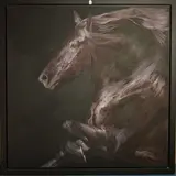 'Equus II', a large portrait of a Black Horse, signed verso, acrylic on by Huw Williams, acrylic on canvas, sold May 2019