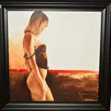 'Inna', a three quarter length portrait of a female figure by Igor Shulman, 2008, acrylic on board, sold May 2019