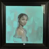 'Natalie After Bath', a portrait study of a young woman, signed to by Oksana Leadbitter, Gouache on paper, framed, approximately, sold May 2019