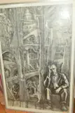 'Homage to K', a surrealist pencil drawing depicting a male by John Garbutt, 1976, pencil, sold May 2019
