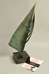 'Catching The Waves', a bronze sculpture of a boat by Duncan Macgregor Dmac, bronze, sold May 2019