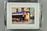 Le bonaparte cafe by Jeremy Sanders, acrylic on board, sold Apr 2019