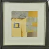 ABSTRACT BLOCKS OF COLOUR, signed bottom left, mixed media by Linda Charles, mixed media on paper, sold Apr 2019
