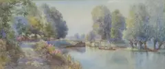 The Thames at Bray and Temple Island near Henley two by Claude Hamilton Rowbotham, 1907, watercolor, offered Oct 2018