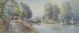 The Thames at Bray and Temple Island near Henley two by Claude Hamilton Rowbotham, 1907, watercolor, offered Oct 2018