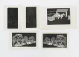 The Farm Yard, 1926 woodcut print on paper and four other Gaskin prints by Arthur Gaskin, woodcut, sold Oct 2018