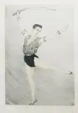 Nijinsky, Russian Ballet Dancer aquatint on paper, framed signed lower right Louis Icart 46 x 31cm by Louis Icart, print (other), offered Oct 2018