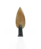 Blade, a Rajasthan Gesamile stone polished sculpture on black raku base, set on polished black slate base, incised Peter Hayes 2016 to base, blade 44.5cm by Peter Hayes, sculpture, sold Oct 2018