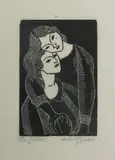 The Sisters six woodcut prints on paper signed and titled in pencil 7.5 x 4.5cm by Arthur Gaskin, woodcut, sold Jun 2018